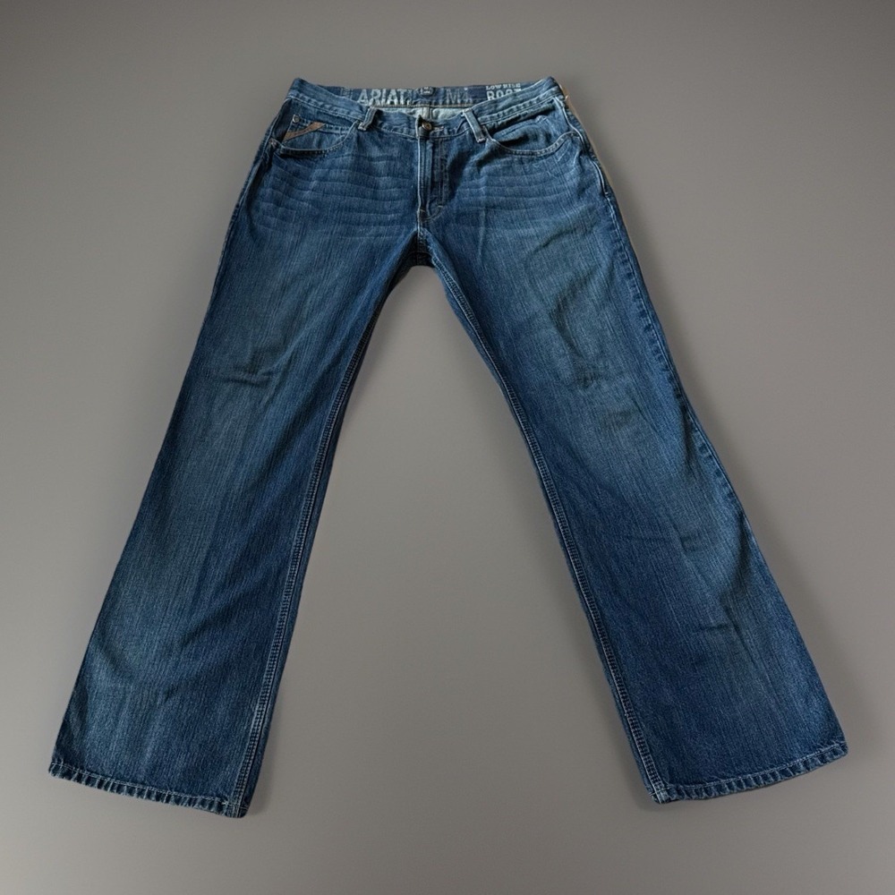 Ariat M4 Low Rise Bootcut Jeans Men's 34x32 Distressed Crazy Fade Western Cowboy